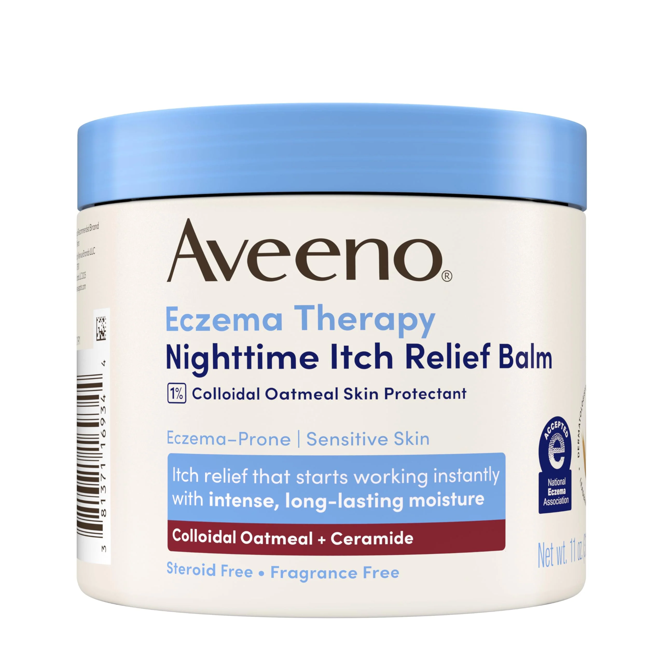 Aveeno Eczema Therapy Nighttime Itch Relief Balm, Colloidal Oatmeal Formula Instantly Soothes Itchy, Eczema-Prone Skin, Moisturizing Balm for Sensitive Skin, Steroid- & Fragrance-Free, 11 oz - Image 8