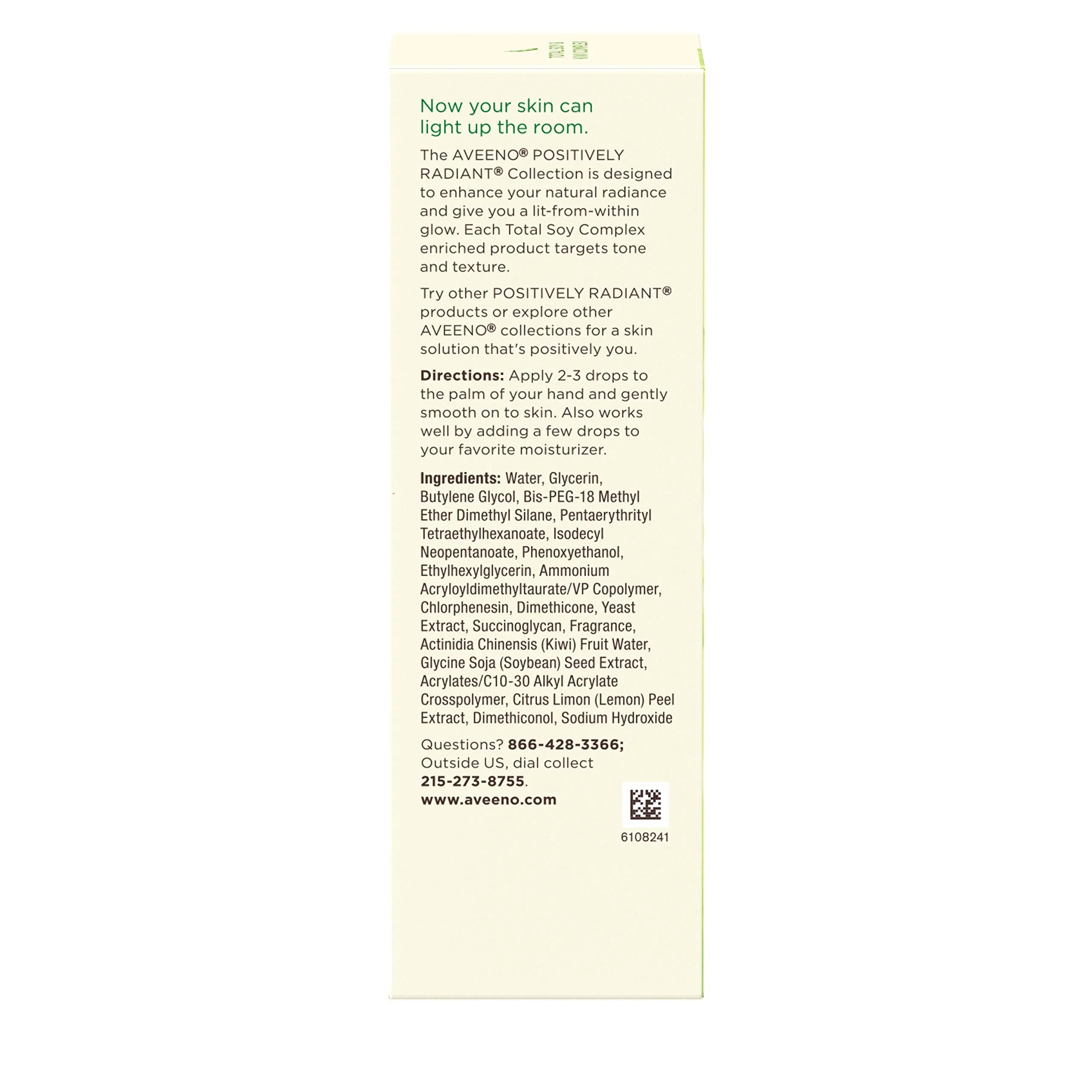Aveeno Positively Radiant MaxGlow Infusion Drops with Moisture Rich Soy & Kiwi Complex, Hypoallergenic, Non-Comedogenic, Paraben- & Phthalate-Free Moisturizing Facial Serum, 1.35 fl. oz - Image 7