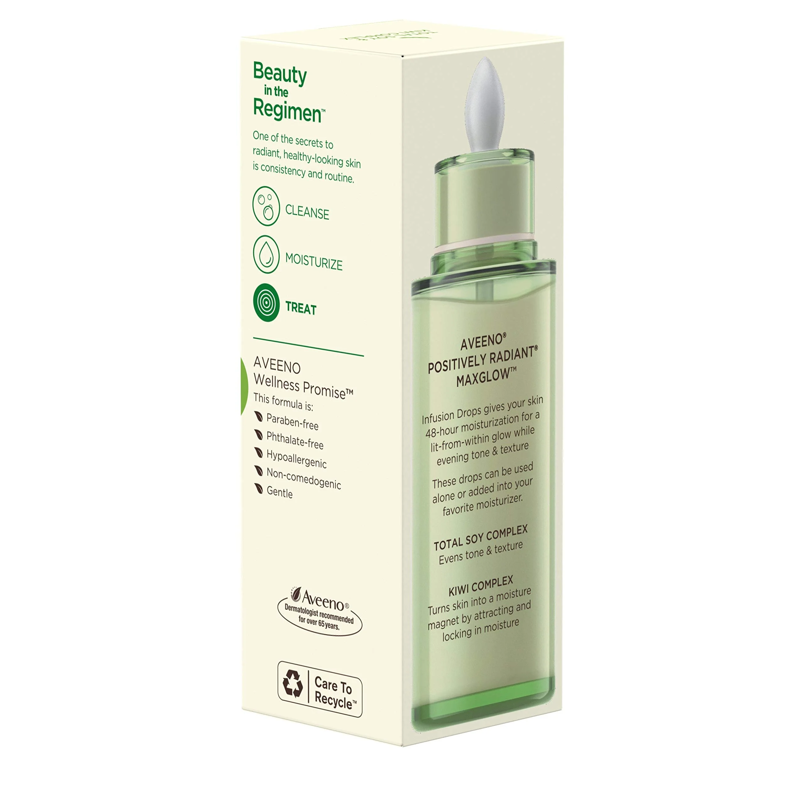 Aveeno Positively Radiant MaxGlow Infusion Drops with Moisture Rich Soy & Kiwi Complex, Hypoallergenic, Non-Comedogenic, Paraben- & Phthalate-Free Moisturizing Facial Serum, 1.35 fl. oz - Image 9