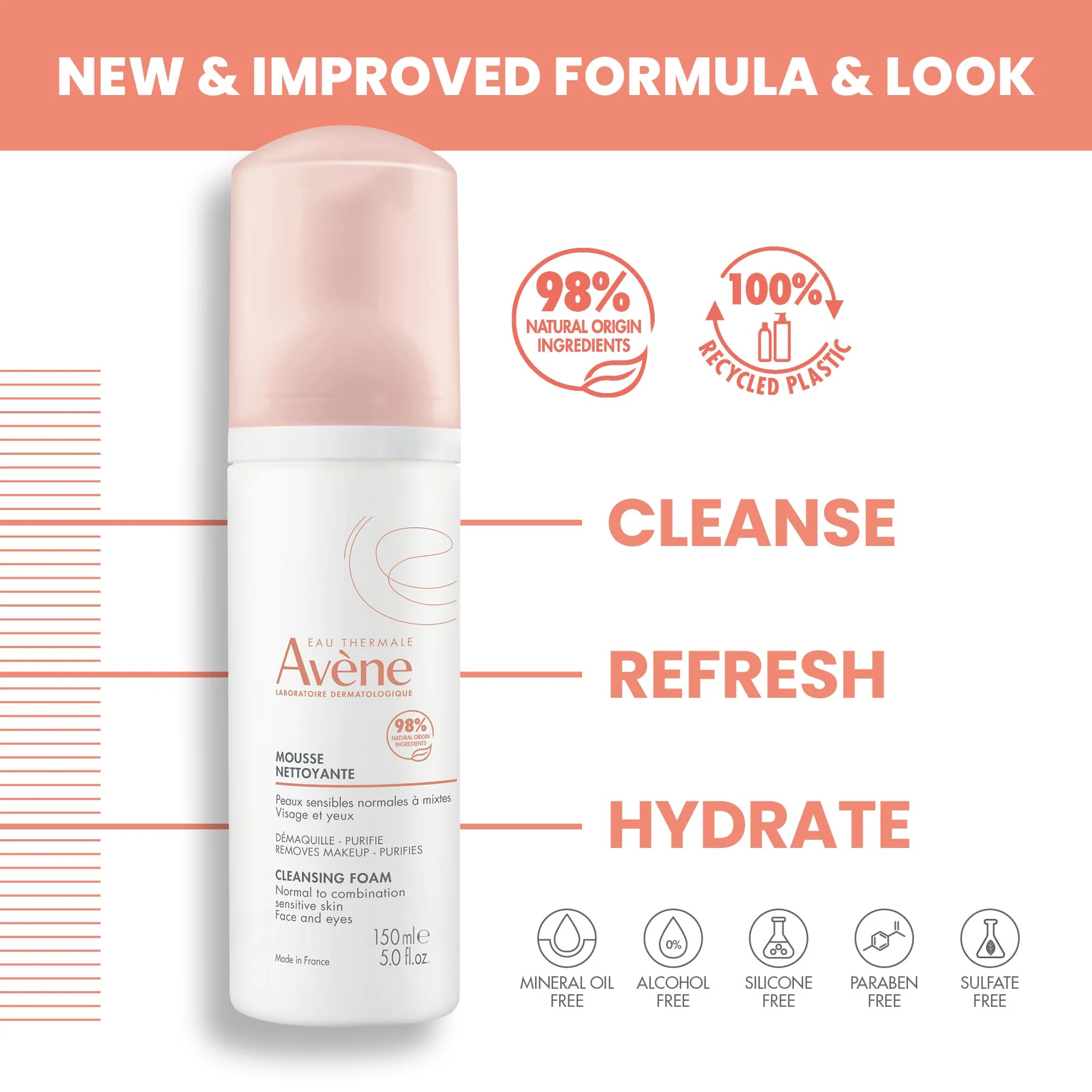 Avène Cleansing Foam Face Wash, Soap-free, Sensitive Skin - Image 5