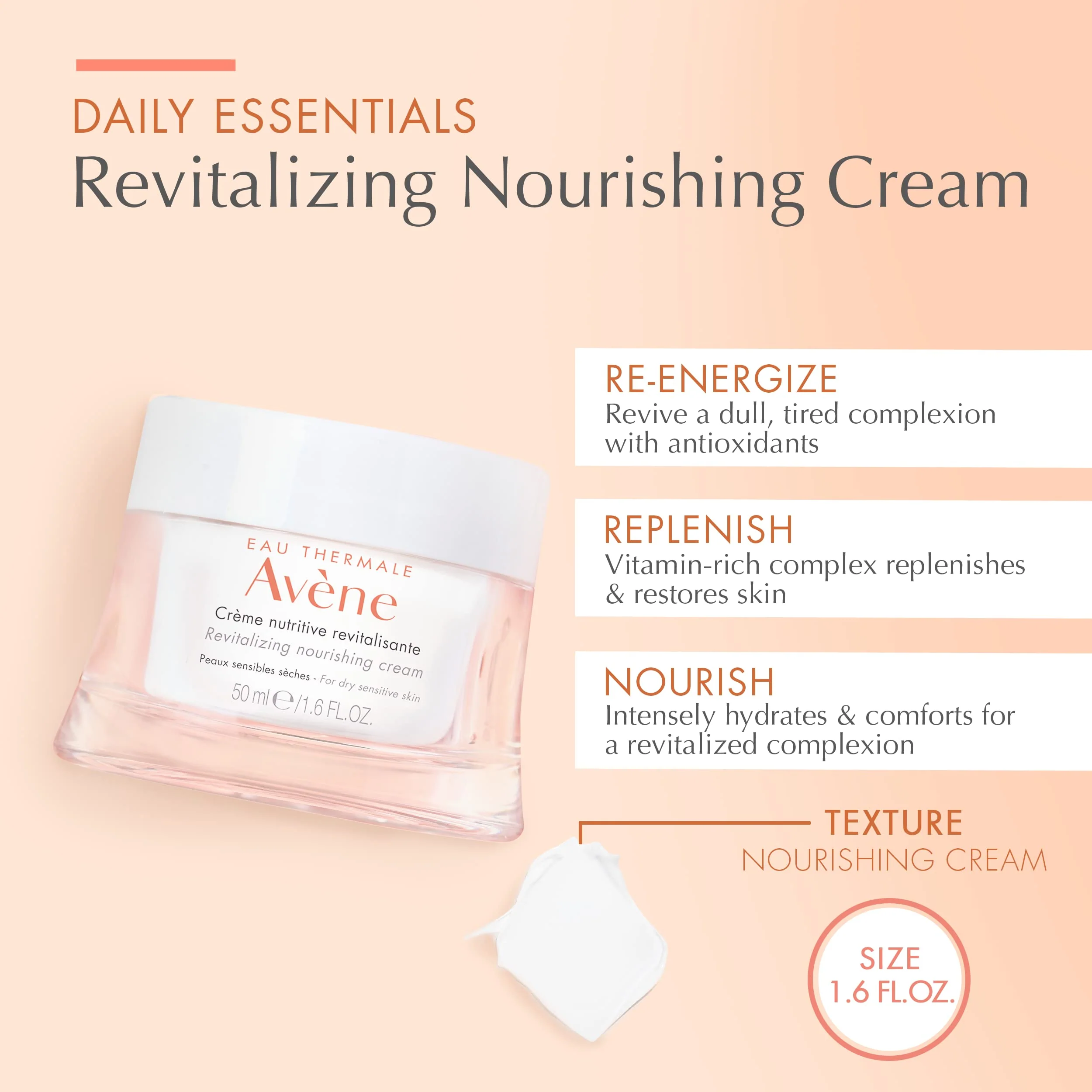 Avène Revitalizing Nourishing Cream, Ultra Nourishing Face Moisturizer, Non-comedogenic 1.6 Fl Oz - Image 5