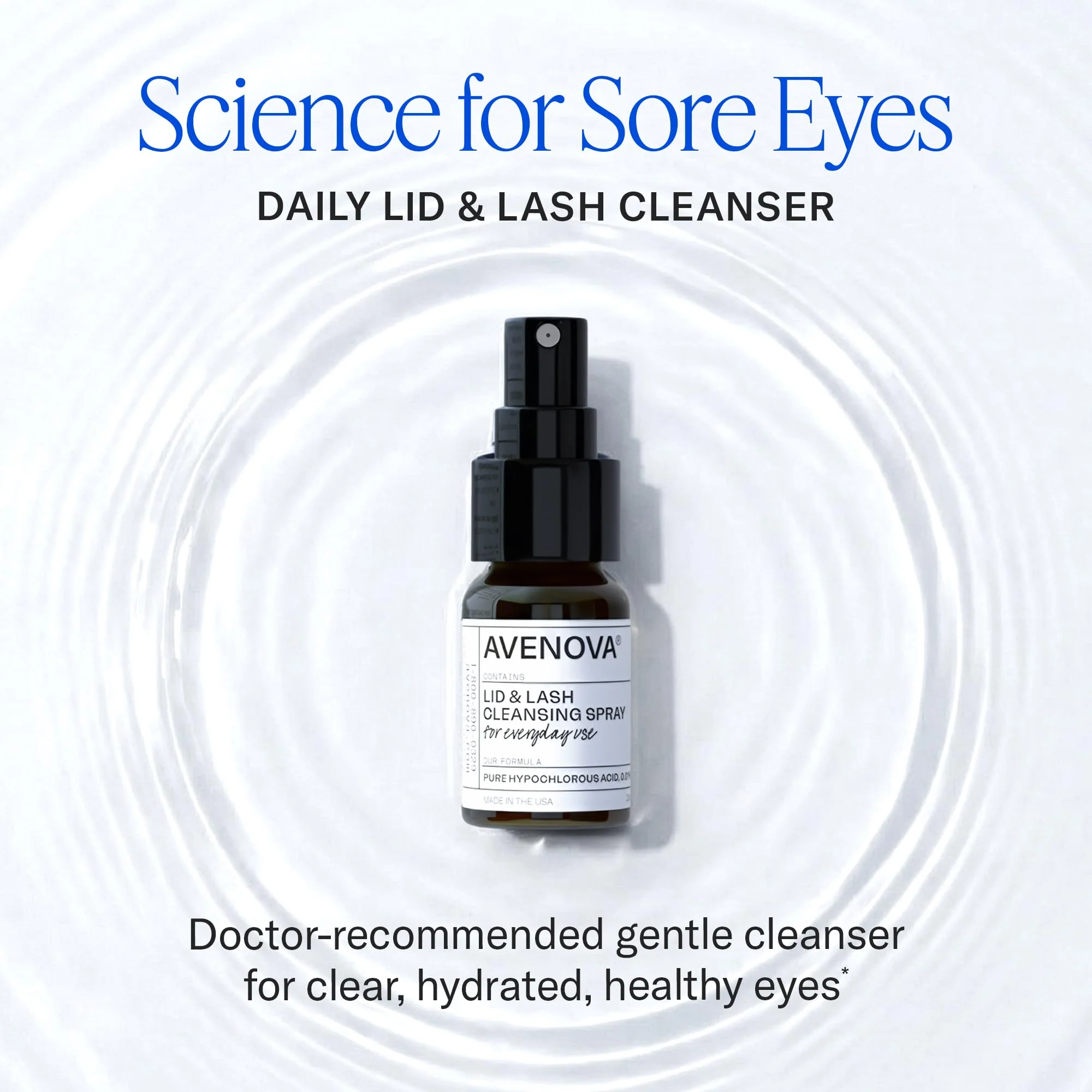Avenova Eyelid and Eyelash Cleanser Spray - Gentle, Pure Hypochlorous Acid Spray for Eye Irritation - Daily Lash and Eyelid Cleanser - 3-Pack, 20ml Glass Bottle - Image 6