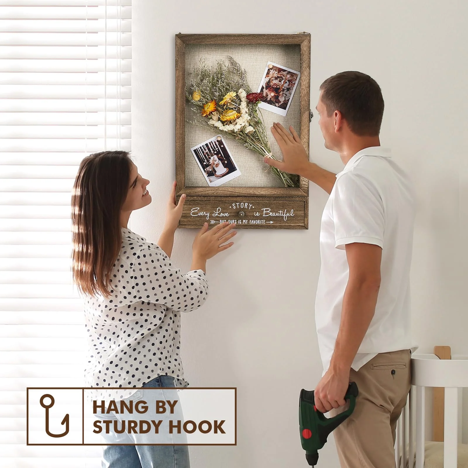 AW BRIDAL 11X16 Large Shadow Box Picture Frames Deep Shadow Boxes Display Cases with Removable Shelves and Drawers, Brown Wooden Memory Boxes for Keepsakes with Slot Christmas Decorations Gifts - Image 9