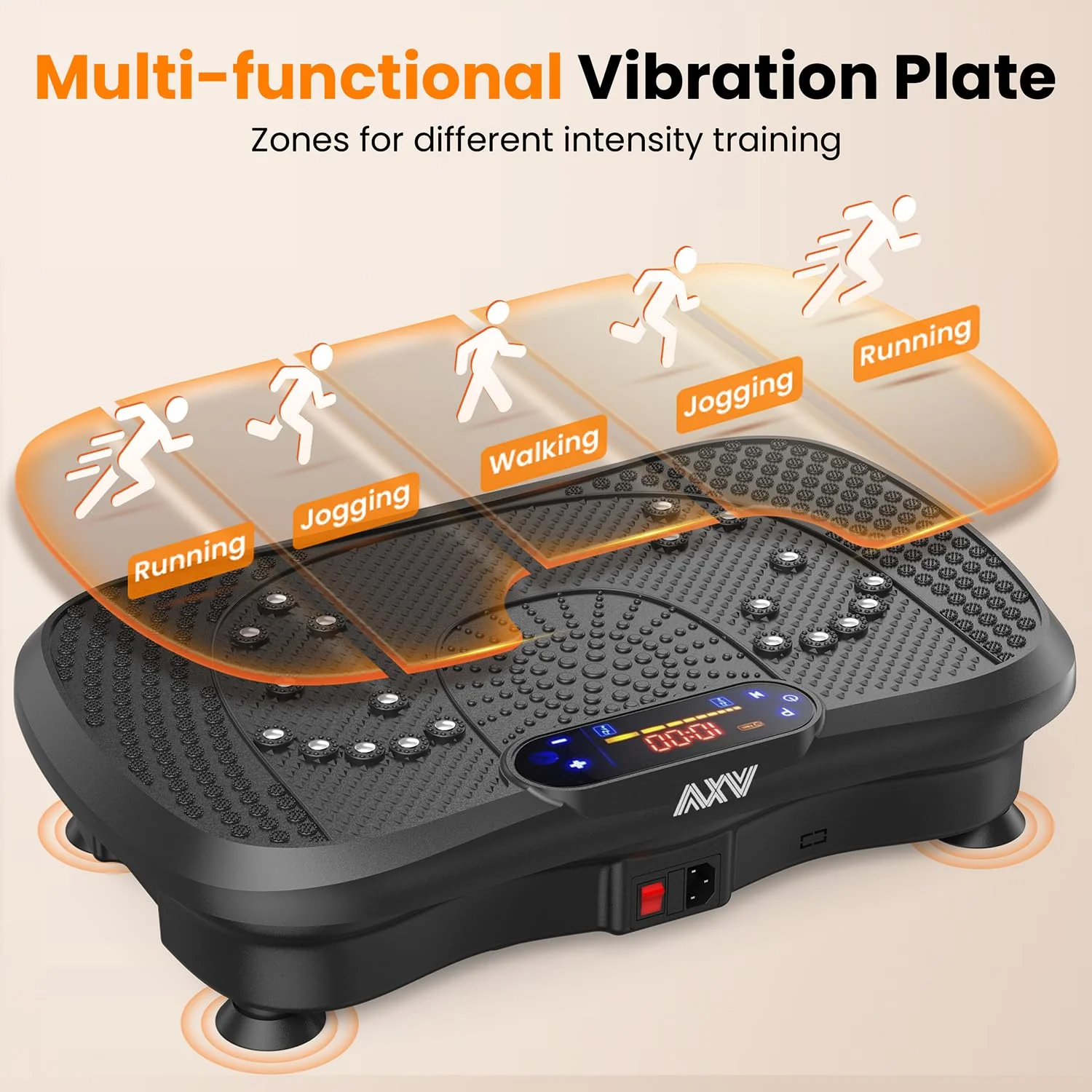 AXV Vibration Plate Fitness Platform Exercise Machine Vibrating Shaking Full Body Shaker Workout Vibrate Stand Shake Board Sport Gym for Weight Loss Fat Burner for Women Men Darkgray - Image 3