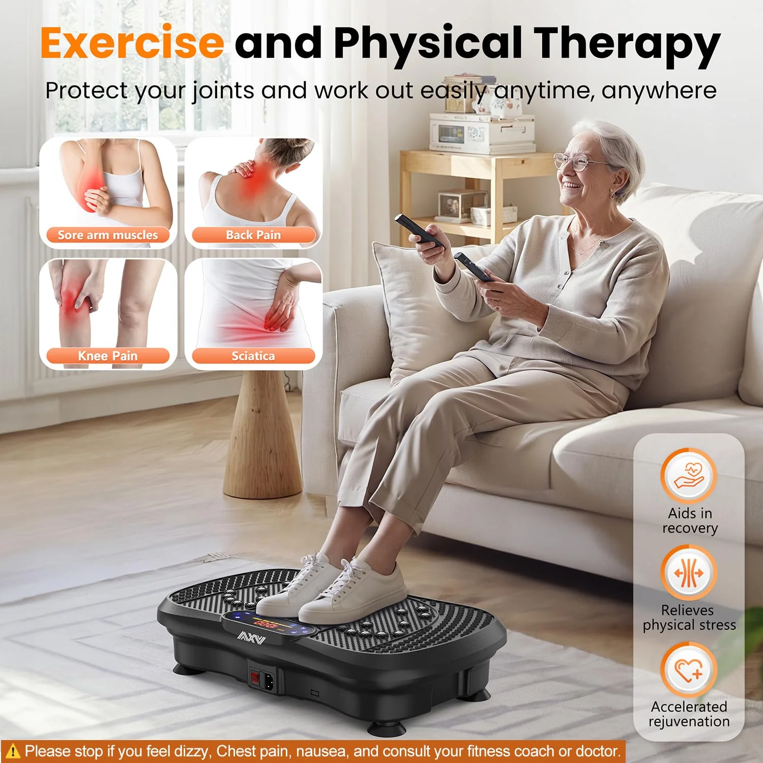 AXV Vibration Plate Fitness Platform Exercise Machine Vibrating Shaking Full Body Shaker Workout Vibrate Stand Shake Board Sport Gym for Weight Loss Fat Burner for Women Men Darkgray - Image 4