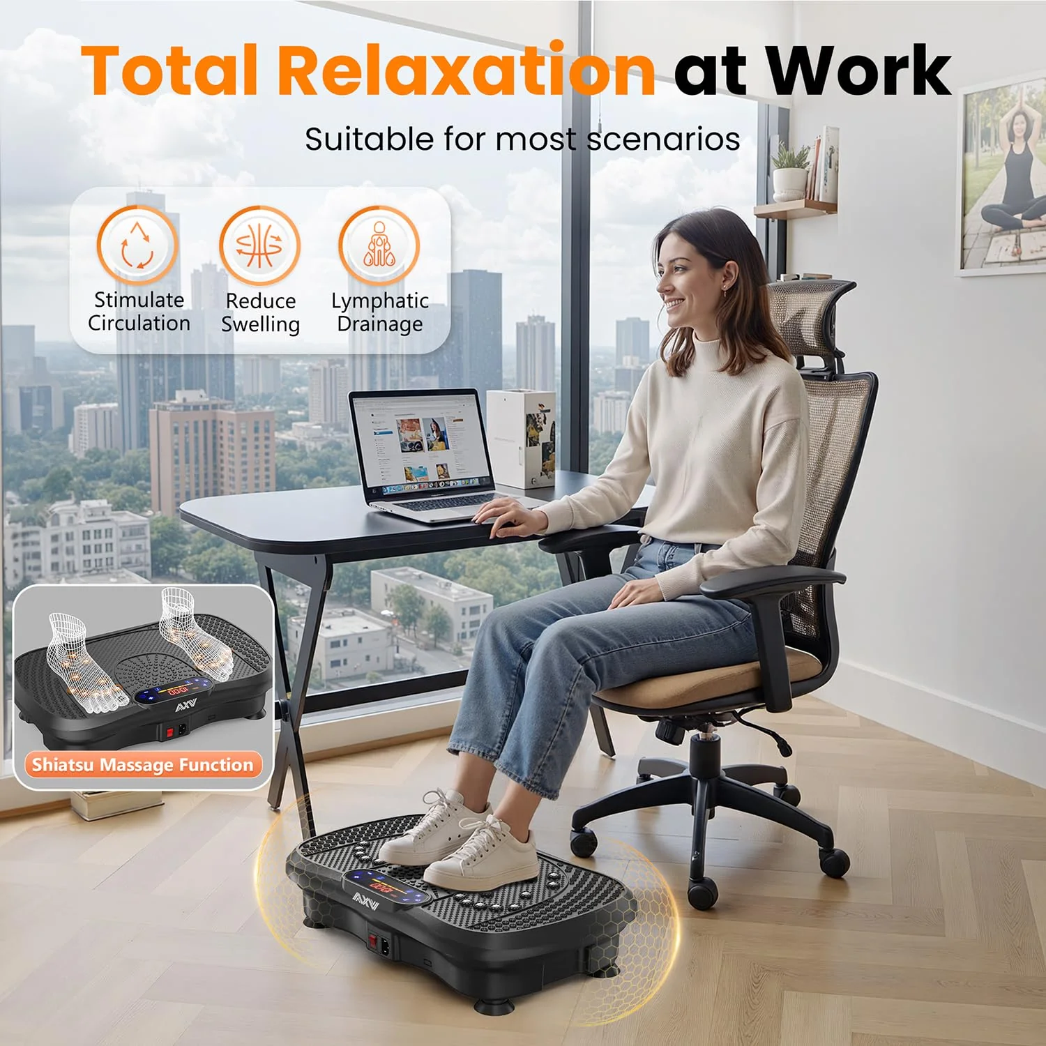 AXV Vibration Plate Fitness Platform Exercise Machine Vibrating Shaking Full Body Shaker Workout Vibrate Stand Shake Board Sport Gym for Weight Loss Fat Burner for Women Men Darkgray - Image 5