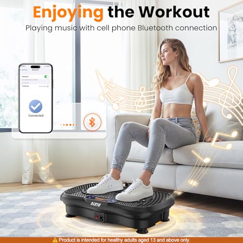 AXV Vibration Plate Fitness Platform Exercise Machine Vibrating Shaking Full Body Shaker Workout Vibrate Stand Shake Board Sport Gym for Weight Loss Fat Burner for Women Men Darkgray - Image 8