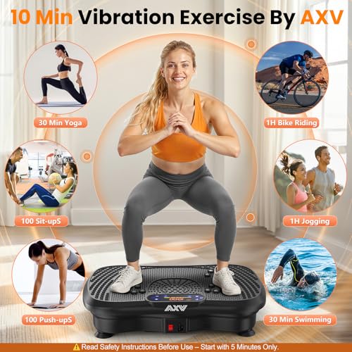 AXV Vibration Plate Fitness Platform Exercise Machine Vibrating Shaking Full Body Shaker Workout Vibrate Stand Shake Board Sport Gym for Weight Loss Fat Burner for Women Men Darkgray - Image 9