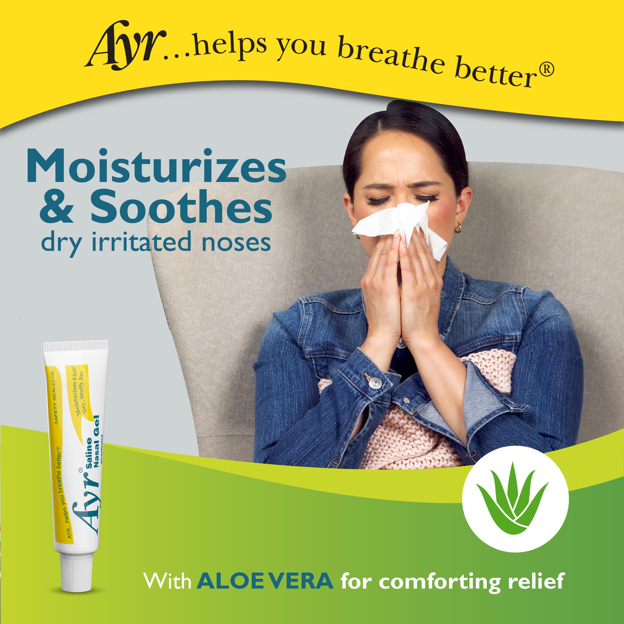 Ayr Saline Nasal Gel, With Soothing Aloe, 0.5 Ounce Tube (Pack of 1) - Image 2
