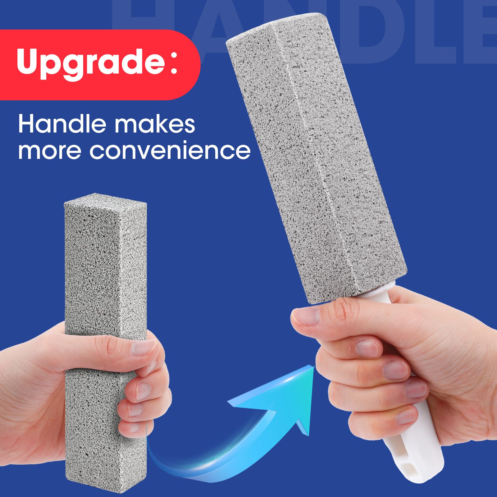 AZEN 10 Pack Pumice Stone for Cleaning, Pumie Scouring Stick with Handle, Pumice Stone Toilet Bowl Cleaner, Hard Water Stain Remover for Toilet, Bathroom, Kitchen Sink, Grill - Image 7