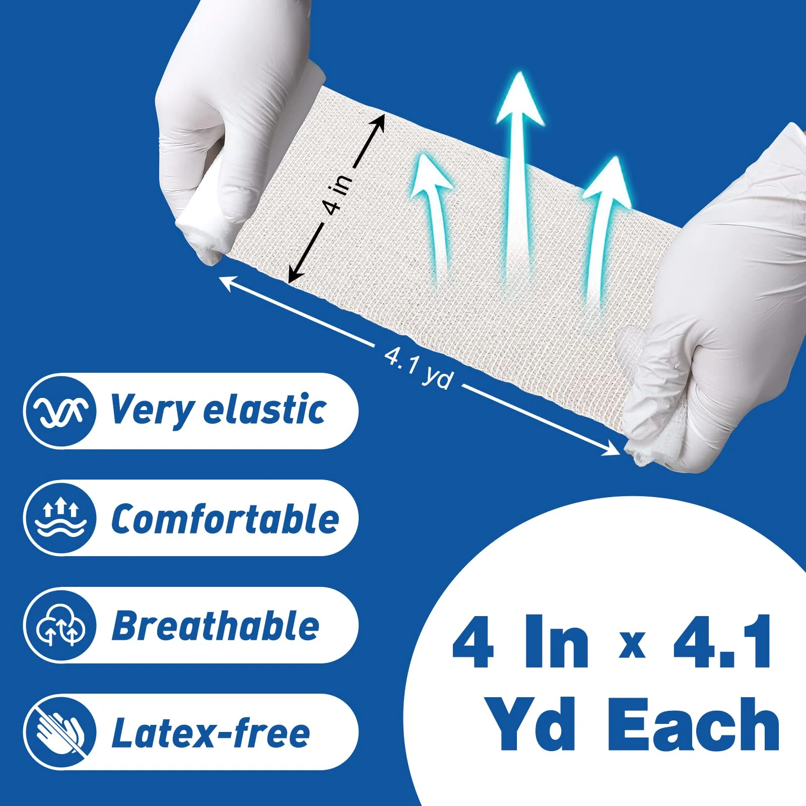 AZEN 20 Pack Gauze Rolls Bandages, 4 in x 4.1 Yards, Premium Medical Supplies & First Aid Supplies, Bandage Wrap Vet Wrap, Mummy Wraps - Image 3