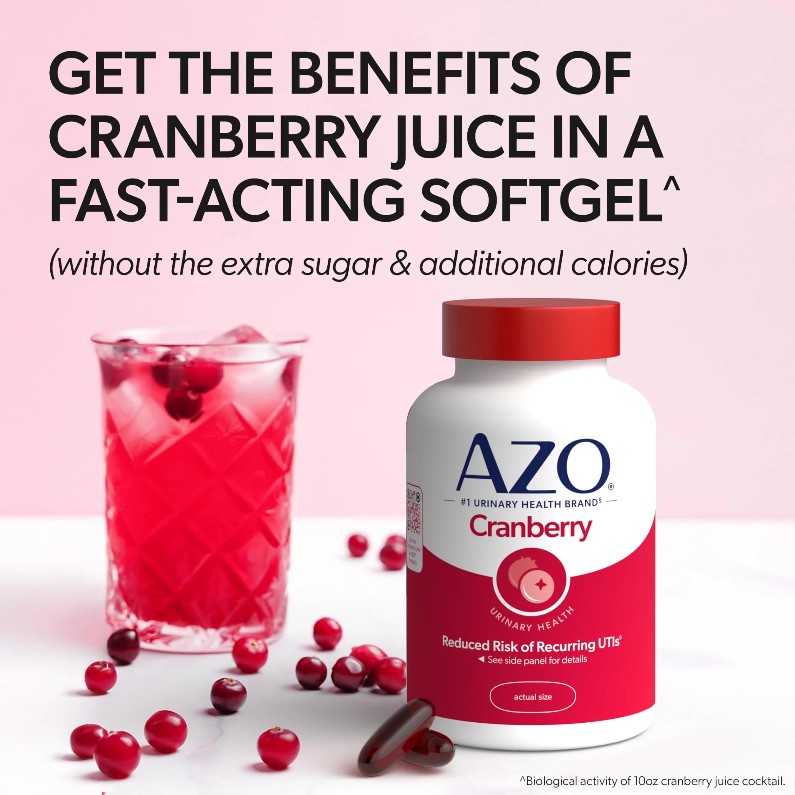 AZO Cranberry Supplement, Made with Concentrated Whole Fruit Cranberry Powder to Help Cleanse and Protect the Urinary Tract*, Sugar Free Cranberry Pills, Non-GMO, 100 Softgels - Image 4