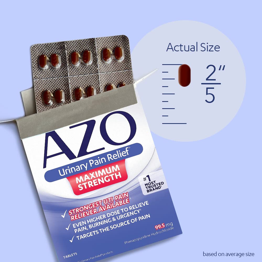 AZO Urinary Pain Relief Maximum Strength | Fast Relief of UTI Pain, Burning & Urgency | Targets Source of Pain | #1 Most Trusted Brand | 24 Tablets (Pack of 2) - Image 6