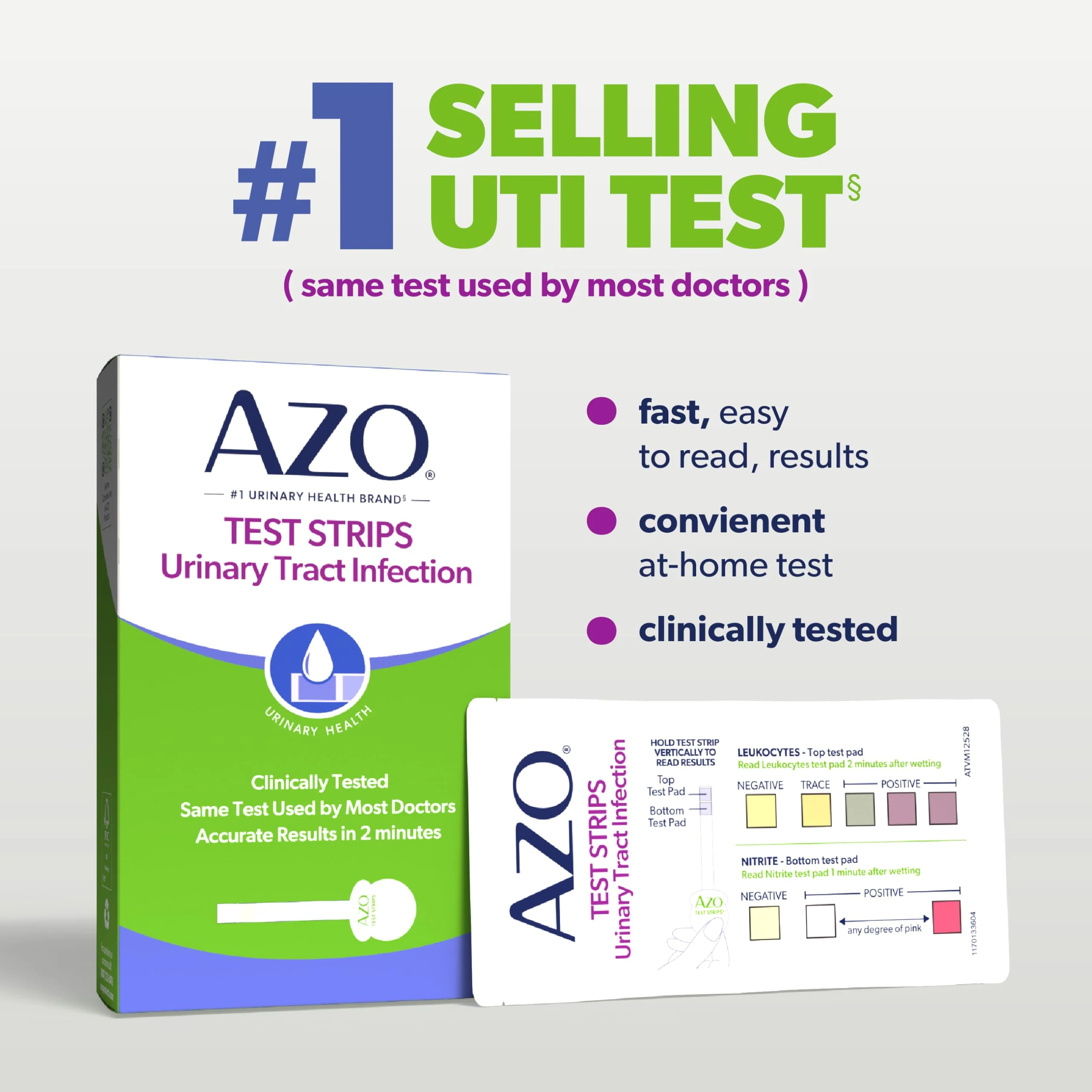 AZO Urinary Tract Infection (UTI) Test Strips, Accurate Results in 2 Minutes, Clinically Tested, Easy to Read Results, Clean Grip Handle, #1 Most Trusted Brand, 3 Count - Image 3