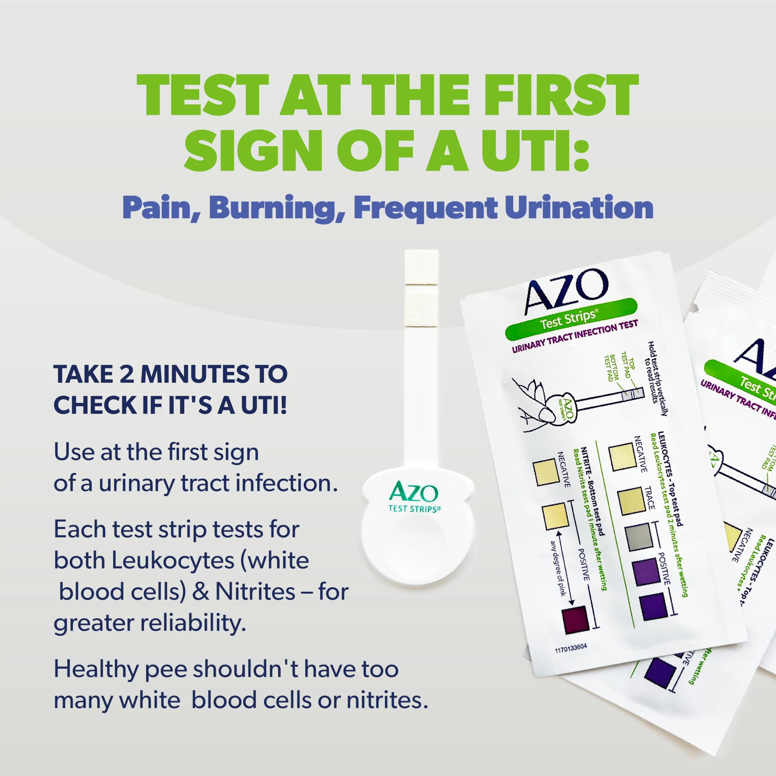 AZO Urinary Tract Infection (UTI) Test Strips, Accurate Results in 2 Minutes, Clinically Tested, Easy to Read Results, Clean Grip Handle, #1 Most Trusted Brand, 3 Count - Image 4