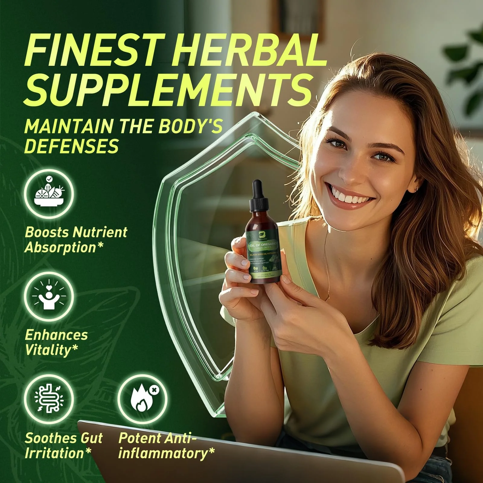 B BEWOTHS Organic Oregano Oil Drops | Oil of Oregano with Black Seed Oil, Vitamin E, 80% Carvacrol Oregano Drops for Immune, Antioxidant, Gut Detox Cleanser Support - Non-GMO, Vegan (240-day Supply) - Image 5