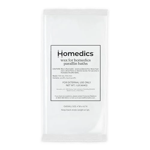 HoMedics ParaSpa Paraffin Wax Refill | Two 1-Pound Packages - 100% Pure Paraffin Wax | 16 Oz (Pack of 2)| Unscented, No Dyes | Moisturize & Soften Sensitive Skin