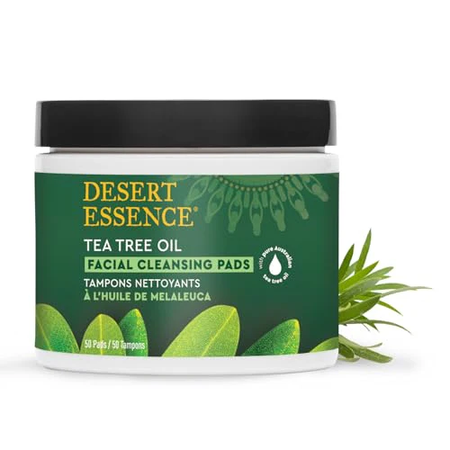 Desert Essence Tea Tree Oil Facial Cleansing Pads - Makeup Remover, Facial Cleanser & Toner with Organic Lavender & Chamomile - Travel-Friendly Personal Wipes for Clarifying Skin Care - 50 Pads - Image 2