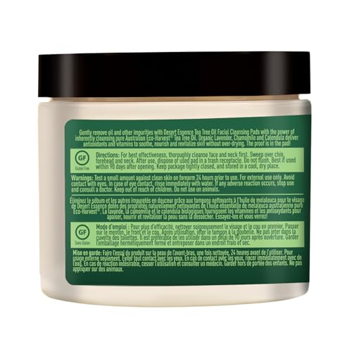 Desert Essence Tea Tree Oil Facial Cleansing Pads - Makeup Remover, Facial Cleanser & Toner with Organic Lavender & Chamomile - Travel-Friendly Personal Wipes for Clarifying Skin Care - 50 Pads - Image 5