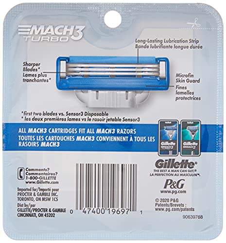 Gillette Mach3 Turbo Men's Razor Blade Refills, 8 Count - Image 2