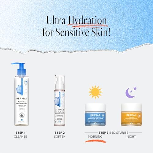 Derma E Ultra Hydrating Antioxidant Day Cream – Face Moisturizer with Hyaluronic Acid, Squalane, and Ceramides to Smooth and Nourish, Hydrating Face Moisturizer for Sensitive Skin, 2 Fl Oz - Image 5