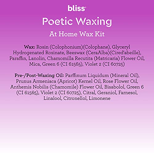 Bliss Poetic Waxing At Home Wax Kit - 5.3 Fl Oz - Microwavable Stripless Wax Hair Removal Kit - Fragrance Free - Safe for All Skin Types - 6 PC Set - Image 8