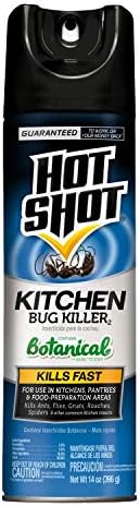 Hot Shot Kitchen Bug Killer Spray, Controls Ants, Flies, Roaches, Spiders and More, Indoor Bug Killer, Botanical Insecticides, 14 Ounce