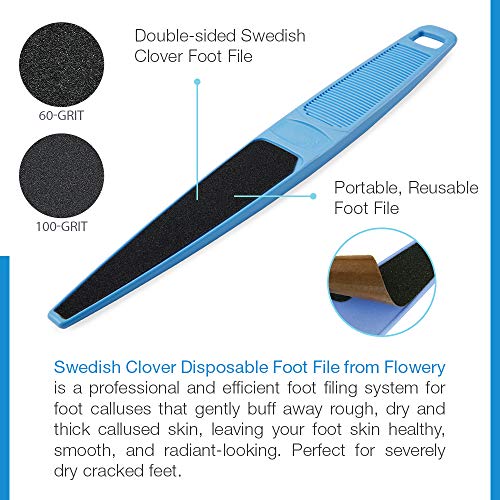 Flowery Swedish Clover Foot File Disposable Pad Kit, Great for Dry Cracked Feet, Refines Calluses - Image 3