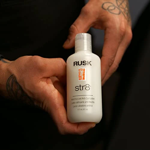 RUSK Designer Collection Str8 Anti-Frizz and Anti-Curl Lotion, Light, Greaseless, Temporarily Removes Curl and Eliminates Frizz, White 6 oz. - Image 3