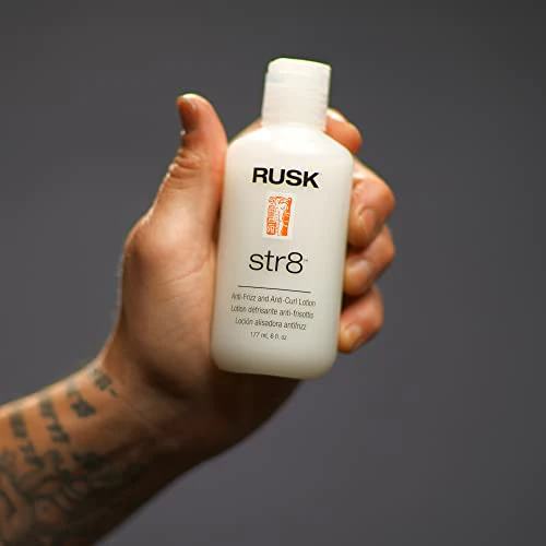 RUSK Designer Collection Str8 Anti-Frizz and Anti-Curl Lotion, Light, Greaseless, Temporarily Removes Curl and Eliminates Frizz, White 6 oz. - Image 4