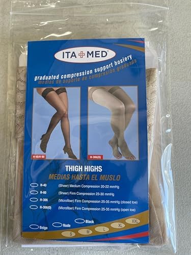 ITA-MED Sheer Thigh High Compression Stockings for Women, 20-30 mmHg Medical Compression Socks, Closed Toe - Image 6