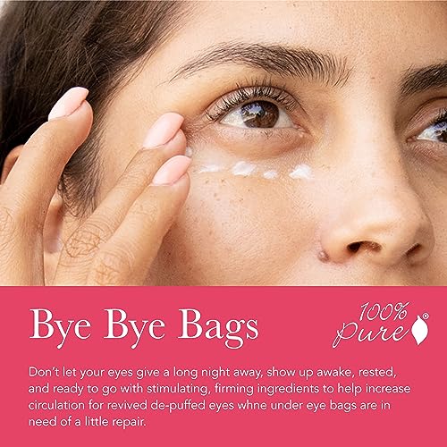 100% PURE Coffee Bean Caffeine Eye Cream Refresh & Hydrate Under Eye Treatment Reduce Puffiness, Dark Circles, Wrinkles with Green Tea, Rose Hip, Vitamin E - Youthful Vibrant Eyes - Vegan - 1 oz - Image 4