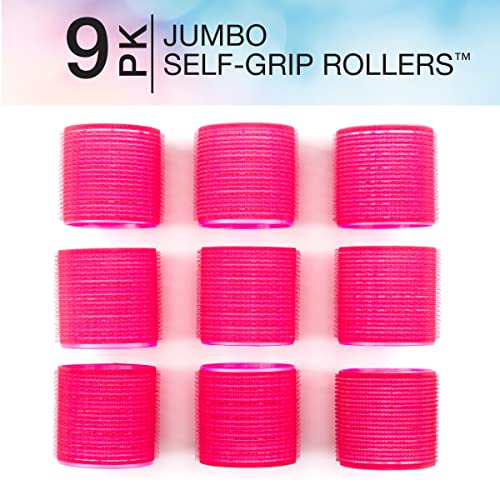 Conair Heatless Curls - Extra Large Hair Rollers - heatless curlers - heatless curls overnight - Velcro Rollers for Hair - Hot Pink - 9 Count w/storage case - Image 2