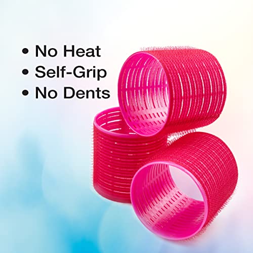 Conair Heatless Curls - Extra Large Hair Rollers - heatless curlers - heatless curls overnight - Velcro Rollers for Hair - Hot Pink - 9 Count w/storage case - Image 3