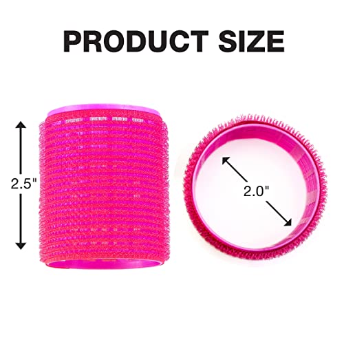 Conair Heatless Curls - Extra Large Hair Rollers - heatless curlers - heatless curls overnight - Velcro Rollers for Hair - Hot Pink - 9 Count w/storage case - Image 6