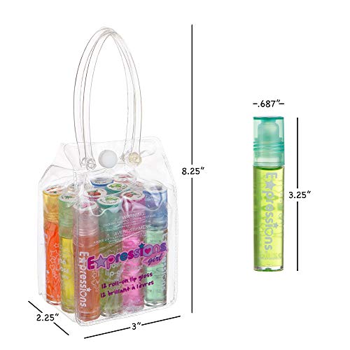 Expressions 12pc Roll On Lip Gloss Set with Carrying Case, Glossy Lip Make-up for Kids and Teens - Fruity Flavors, Non Toxic, Kid Friendly, Party Gift, Best Friends - Image 6
