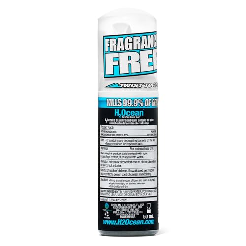 H2Ocean Blue Green Foam Soap - Tattoo Foam Antibacterial Soap for Tattoo Aftercare - Tattoo Care with Aloe Vera - Travel-Size Tattoo Moisturizer Soap - 1.7 oz - Image 9