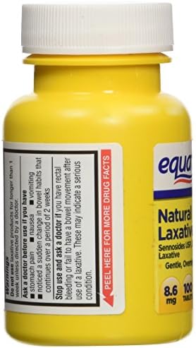 Equate Natural Vegetable Laxative, Sennosides 8.6 mg Tablets, 100-Count Bottle - Image 4