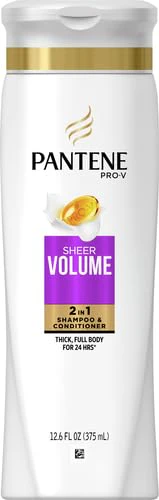 Pantene Pro-V 2 in 1 Shampoo & Conditioner, Sheer Volume with Collagen, 12.6 Ounce - Image 2