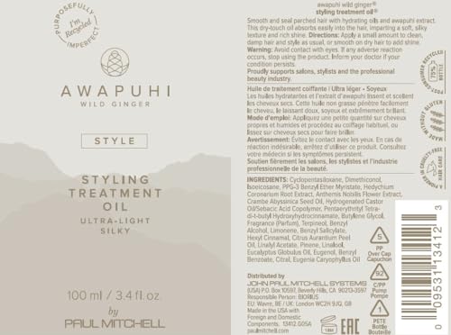 Awapuhi Wild Ginger by Paul Mitchell Styling Treatment Oil, Dry-Touch, Leave-In Formula, For All Hair Types - Image 7