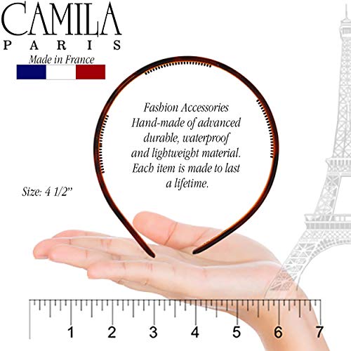 Camila Paris AD105 French Fashion Headband for Women, Skinny with Teeth for Strong Hold Grip Women's Hairband, Very Flexible, No Slip and Durable Styling Girls Hair Accessories, Made in France - Image 3