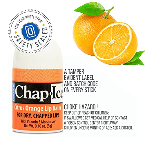 Chap-Ice® | Premium and Traditional Lip Balm for Chapped, Dry, or Windburned Lips | Pocket Size Display with Assorted Flavors - Cherry, Citrus Orange, Kiwi Lime - 50 Mini Sticks (0.10oz/3g) - Image 3