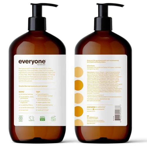 Everyone Nourishing Hand and Body Lotion, 32 Ounce (Pack of 1), Coconut and Lemon, Plant-Based Lotion with Pure Essential Oils, Coconut Oil, Aloe Vera and Vitamin E - Image 2