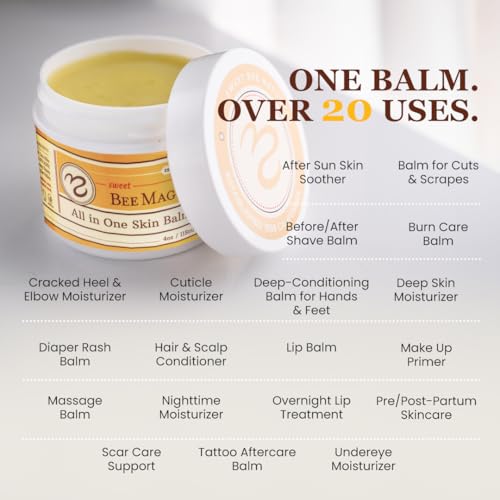Sweet Bee Naturals - All-in-One Skin Balm & Ointment for Face & Body, Multipurpose Moisturizer for Dry Skin, Burns, & Irritation, Bee Magic Skin Care Essentials -1 Jar (4oz) - Image 6