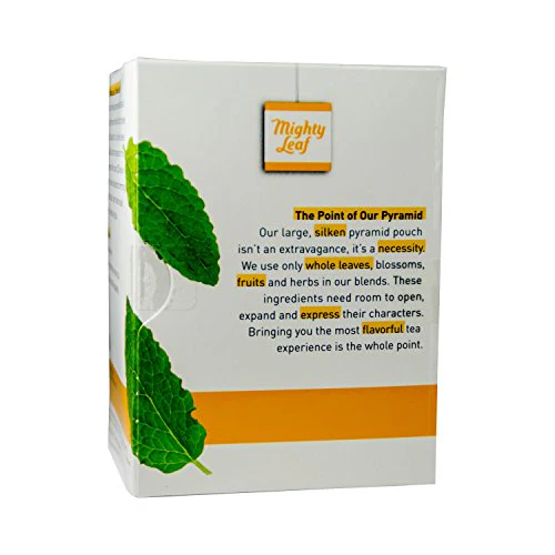 Mighty Leaf Whole Leaf Tea, Organic Mint Melange, 15 Tea Bags Individual Pyramid-Style Tea Sachets of Uncaffeinated Organic Mint Tea, Delicious Hot or Iced, Sweetened or Plain - Image 2