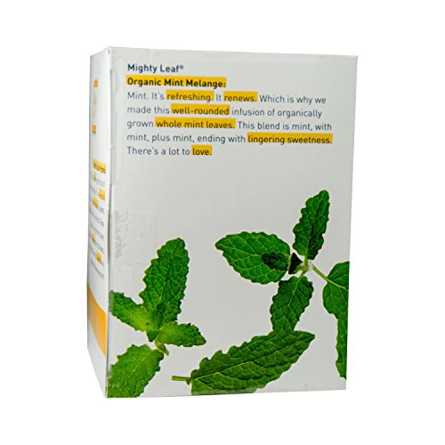 Mighty Leaf Whole Leaf Tea, Organic Mint Melange, 15 Tea Bags Individual Pyramid-Style Tea Sachets of Uncaffeinated Organic Mint Tea, Delicious Hot or Iced, Sweetened or Plain - Image 3