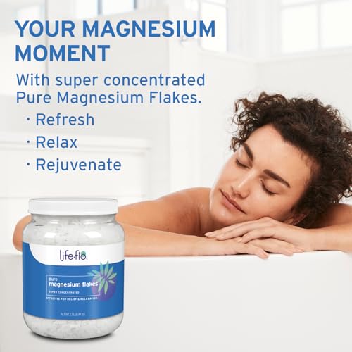 Life-flo Pure Magnesium Bath Flakes - Epsom Salt Bath Soak Alternative - Unscented Magnesium Flakes from The Zechstein Seabed - Relaxing Foot Bath with Ancient Trace Minerals - 60-Day Guarantee, 44oz - Image 3