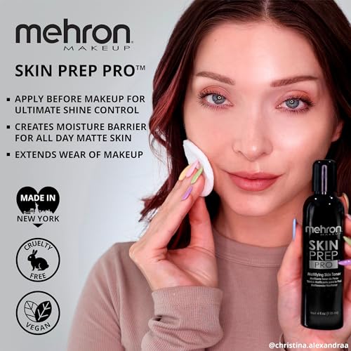 Mehron Makeup Skin Prep Pro Mattifying Skin Toner | Long Lasting Pre-Makeup Primer 4 fl oz (120 ml) - Image 3