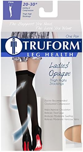 Truform Women's Compression Stockings, 20-30 mmHg, Thigh High Length, Closed Toe, Opaque, Beige, Small - Image 3