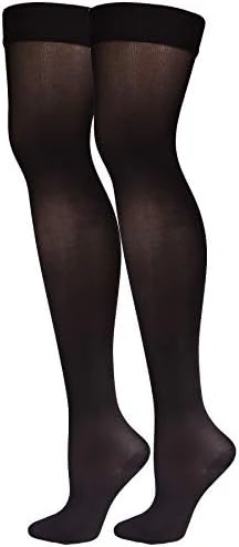 Truform Women's Compression Stockings, 20-30 mmHg, Thigh High Length, Closed Toe, Opaque, Black, X-Large - Image 2